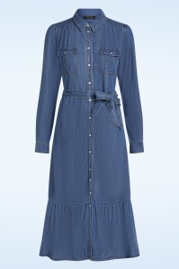 King Louie - Olive Monrose ruffle jurk in denim blauw 3