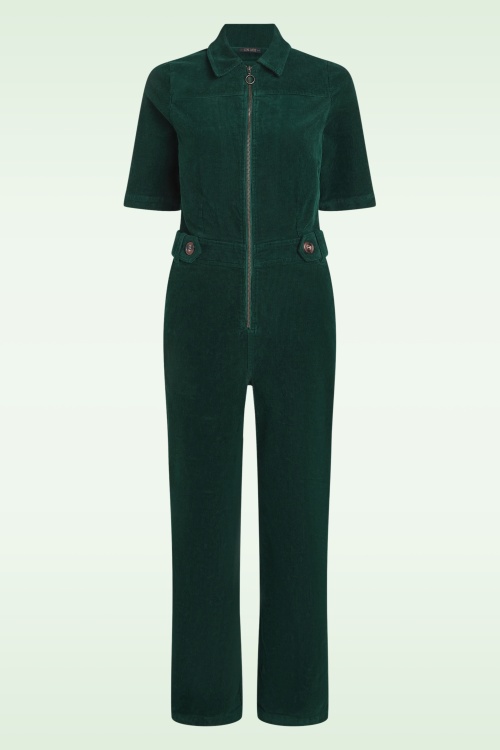 King Louie - Garbo Corduroy Jumpsuit in Pine Green