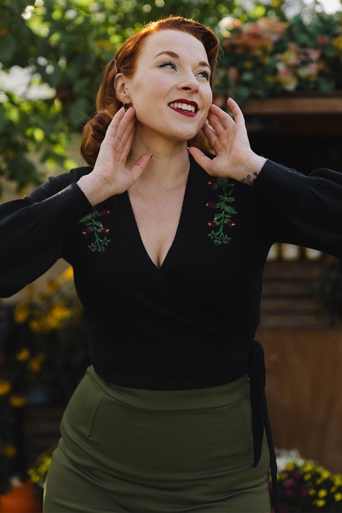 Banned Retro - Fatima Wrap Cardigan in Black