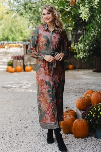 K-Design - Robe longue Vivian en vert et rouille