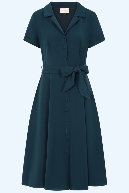 Topvintage Boutique Collection - Exclusivité Topvintage ~ Robe swing Ellie en bleu sarcelle 3
