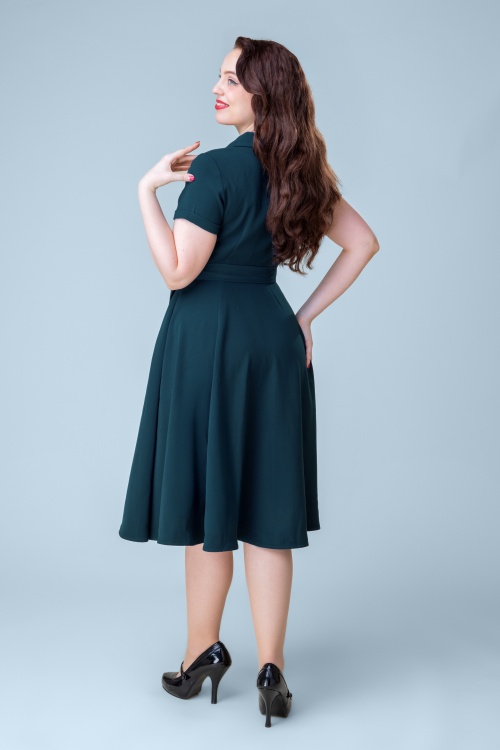 Topvintage Boutique Collection - Exclusivité Topvintage ~ Robe swing Ellie en bleu sarcelle 4