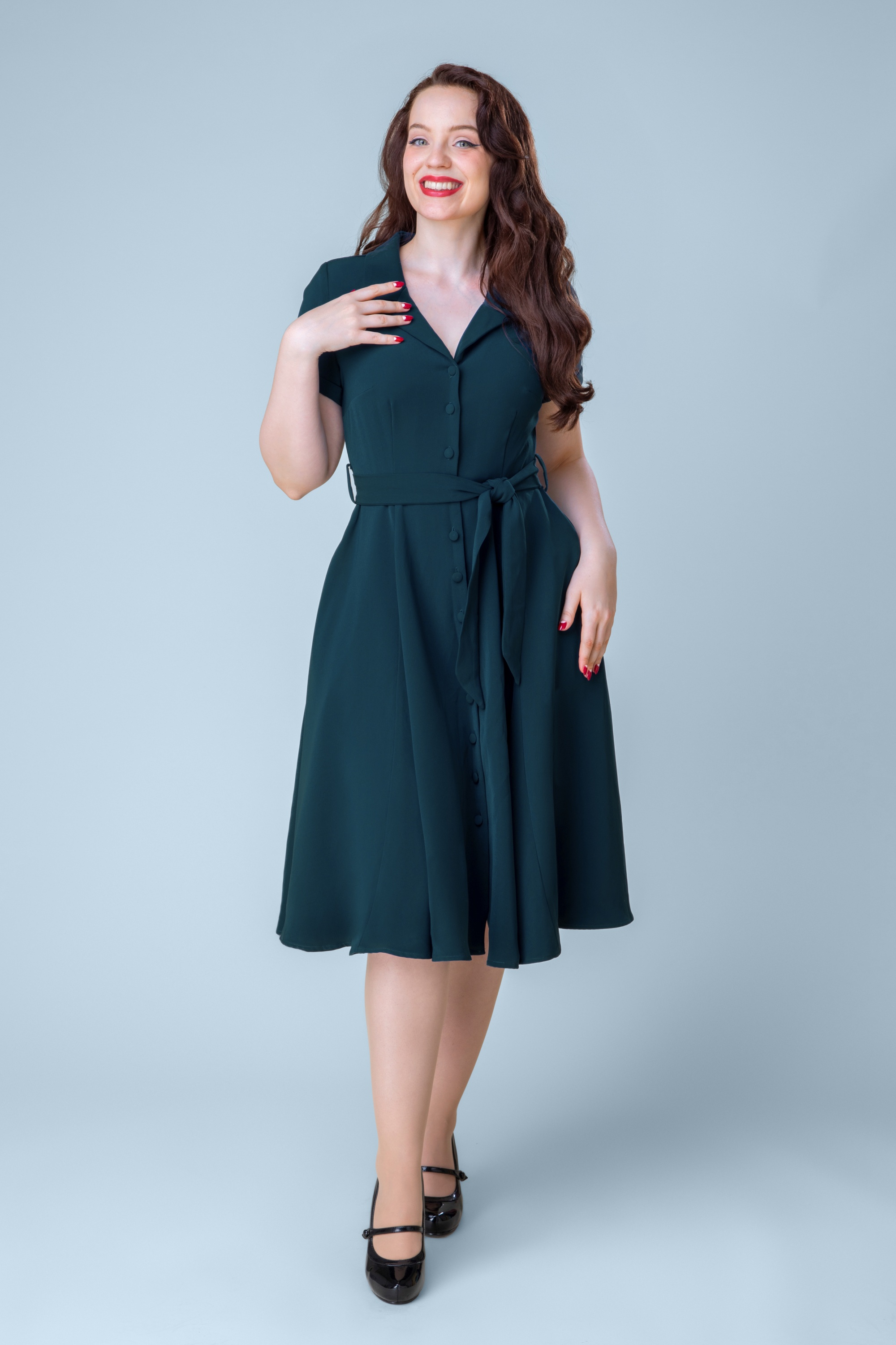 Topvintage Boutique Collection - Exclusivité Topvintage ~ Robe swing Ellie en bleu sarcelle 2