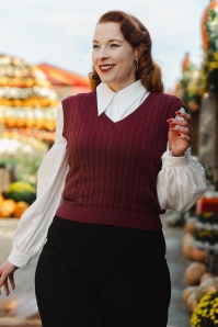 Banned Retro - Bernice Knitted Spencer in Burgundy