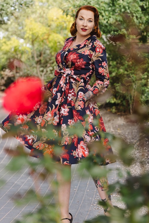Hearts & Roses - Lydia Swing Dress in Blue