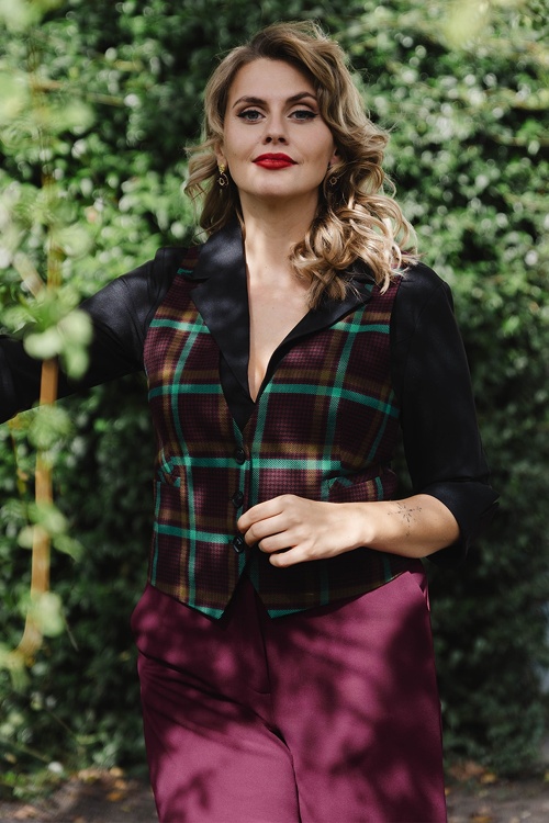 King Louie - Gilet de tailleur à carreaux Cissy Vera en rouge porto