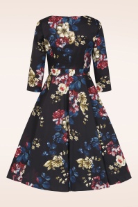 Hearts & Roses - Elara Floral Swing Dress in Black 2