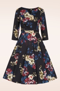 Hearts & Roses - Elara Floral Swing Dress in Black