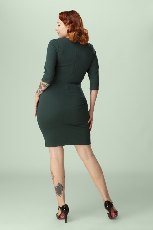 Vintage Chic for Topvintage - Exklusiv bei Topvintage ~ Mindy Bleistiftkleid in Waldgrün 2