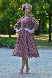 Hearts & Roses - Robe swing à carreaux Lowe en violet