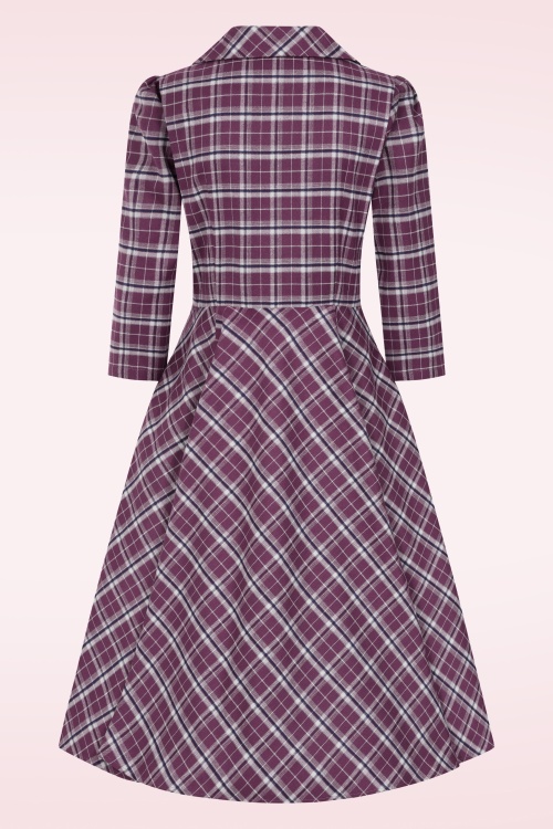 Hearts & Roses - Robe swing à carreaux Lowe en violet 6