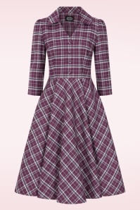 Hearts & Roses - Robe swing à carreaux Lowe en violet 3