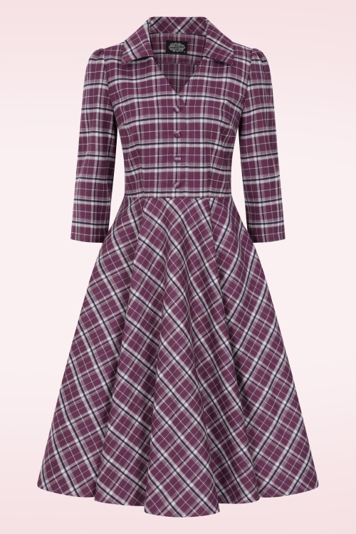 Hearts & Roses - Robe swing à carreaux Lowe en violet 3