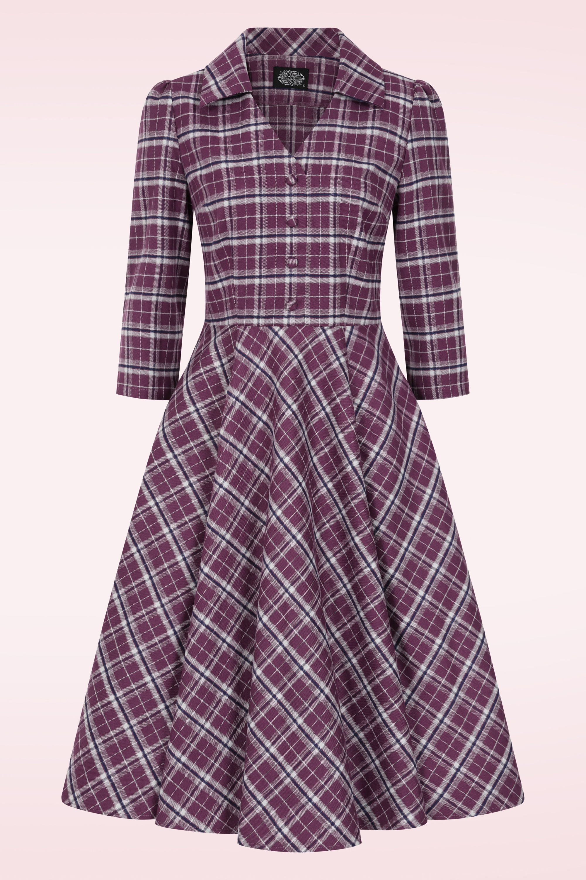Hearts & Roses - Robe swing à carreaux Lowe en violet 3