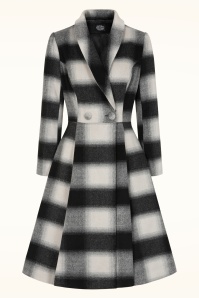 Hearts & Roses - Lenora Check swing jas in zwart en wit 4