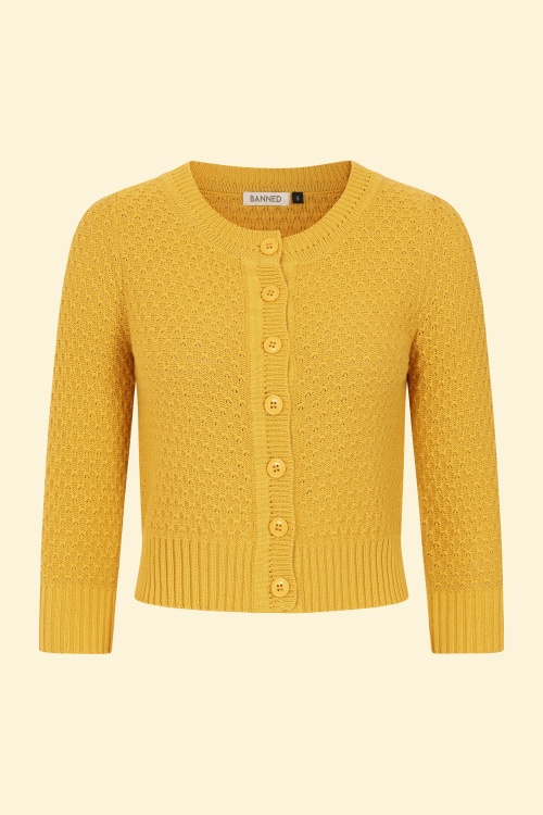 Banned Retro - Fara katoenen vest in mosterd
