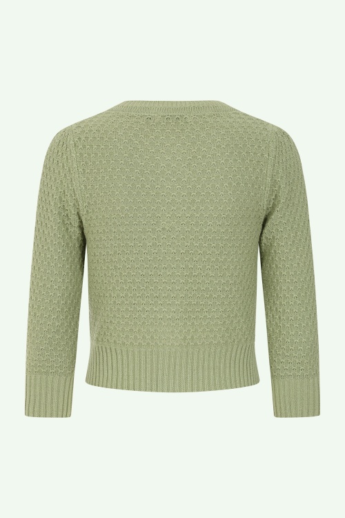 Banned Retro - Gilet en coton Fara en vert coquille d'œuf 5