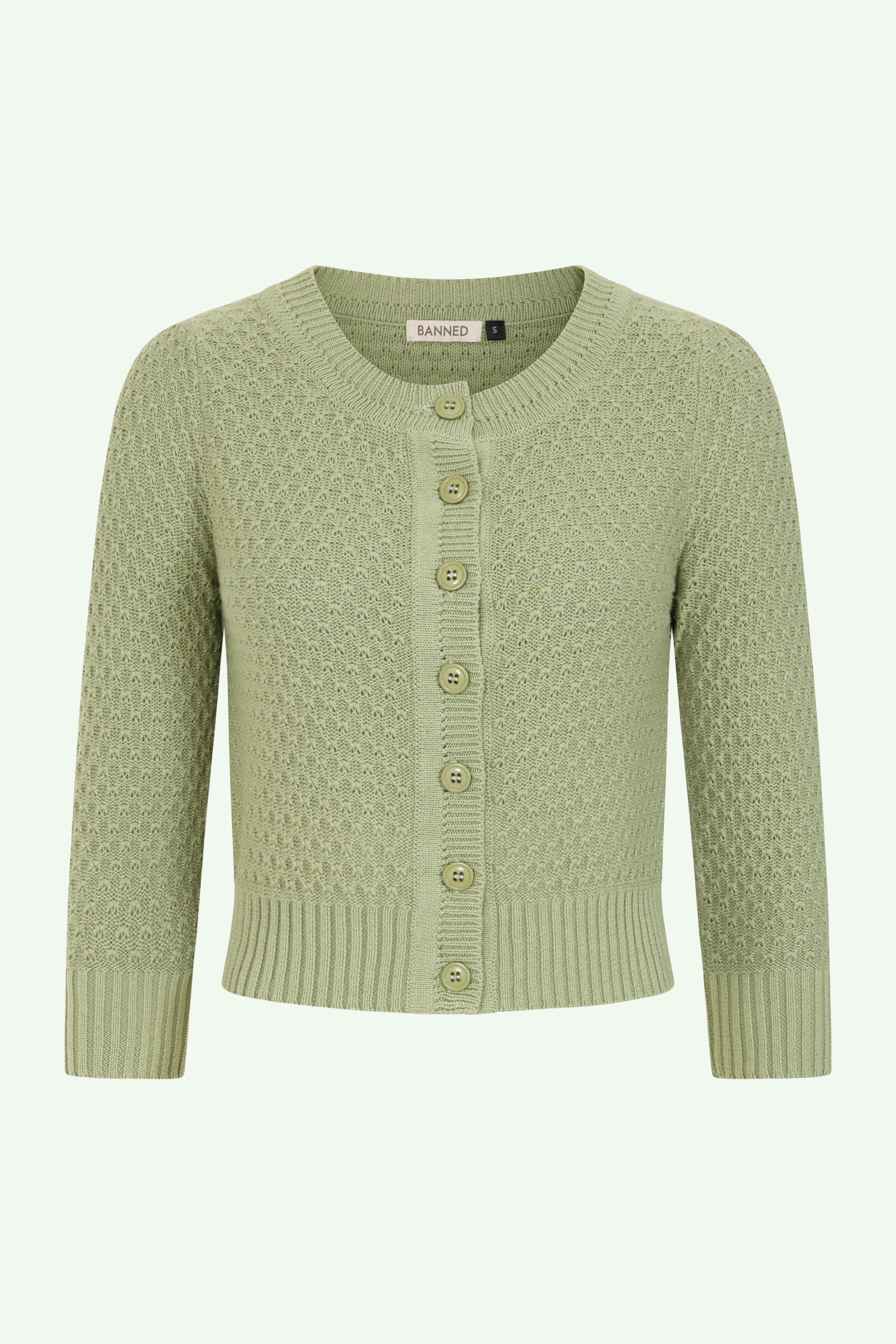 Banned Retro - Gilet en coton Fara en vert coquille d'œuf 2