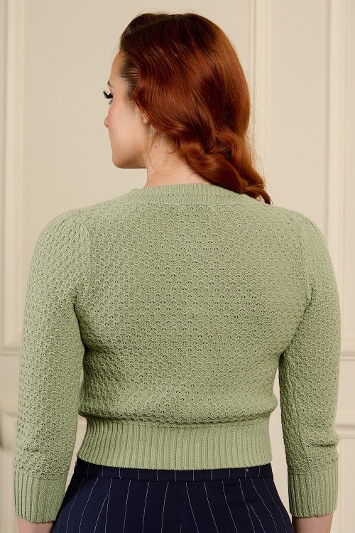 Banned Retro - Gilet en coton Fara en vert coquille d'œuf 4