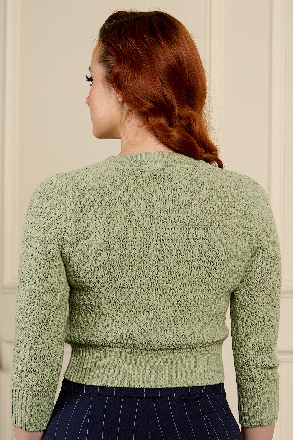 Banned Retro - Gilet en coton Fara en vert coquille d'œuf 4