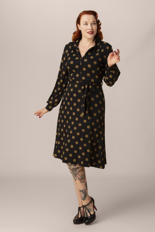 Mademoiselle YéYé - The Zipster dots jurk in zwart