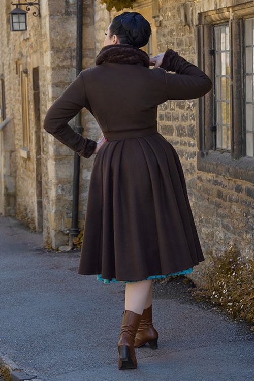 Miss Candyfloss - Faelina Mocha Coat in Dark Brown 3