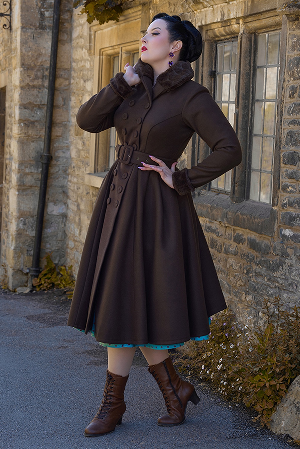 Miss Candyfloss - Faelina Mocha Coat in Dark Brown 2