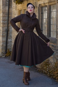 Miss Candyfloss - Faelina Mocha Coat in Dark Brown