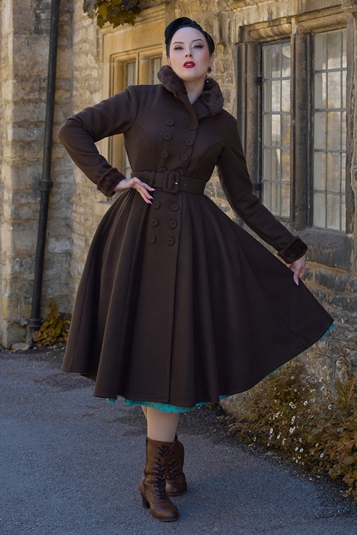 Miss Candyfloss - Faelina Mocha Coat in Dark Brown