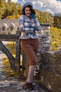 Miss Candyfloss - Jovana Saddle wiggle rok in geelbruin