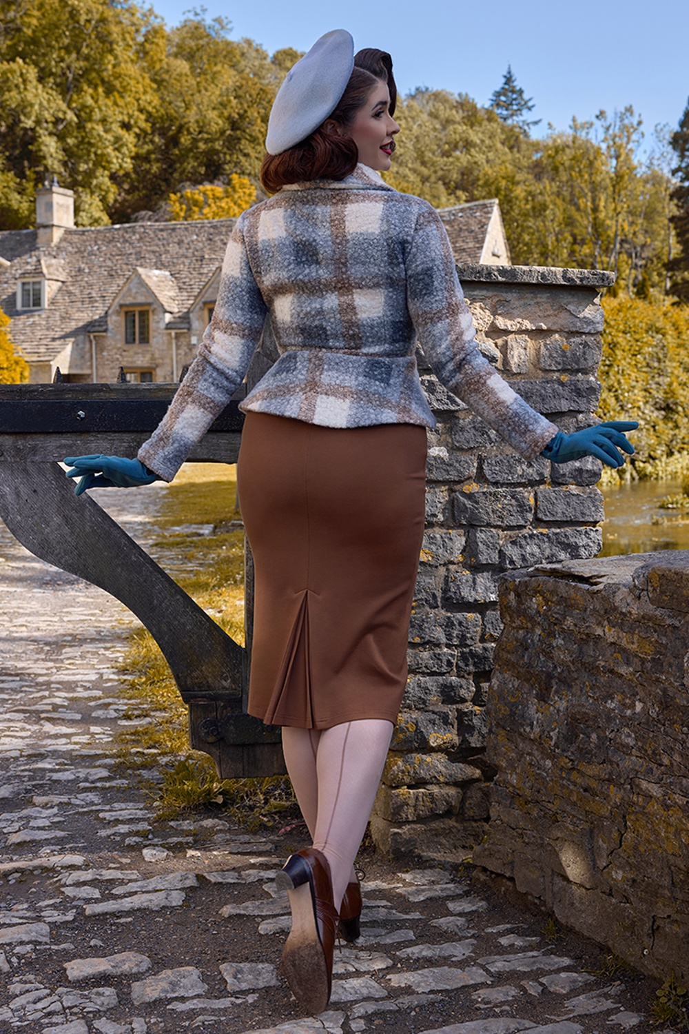 Miss Candyfloss - Jovana Saddle wiggle rok in geelbruin 2