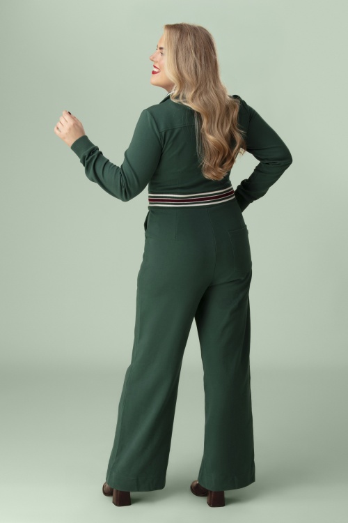 Mademoiselle YéYé - Power Track jumpsuit in regenwoudgroen 2