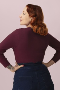 Banned Retro - Bella Bow top in bordeaux 2