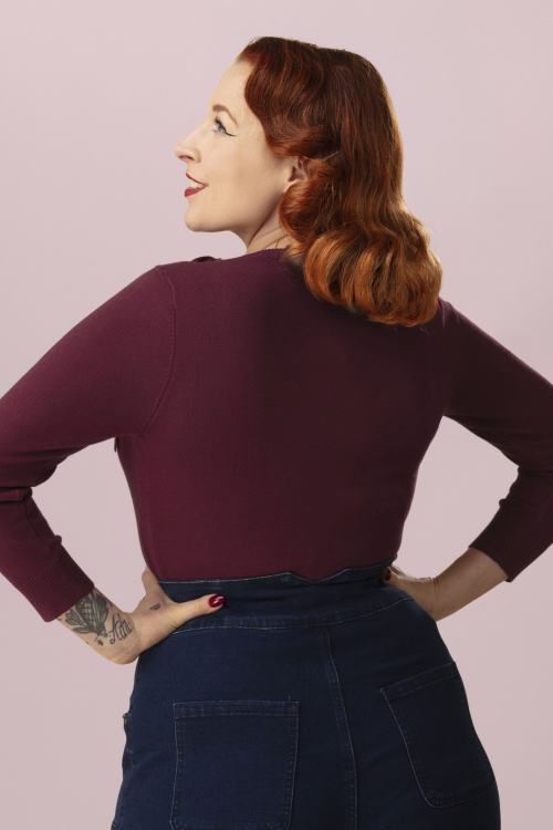 Banned Retro - Bella Bow top in bordeaux 2