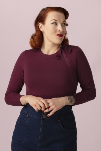 Banned Retro - Bella Bow top in bordeaux
