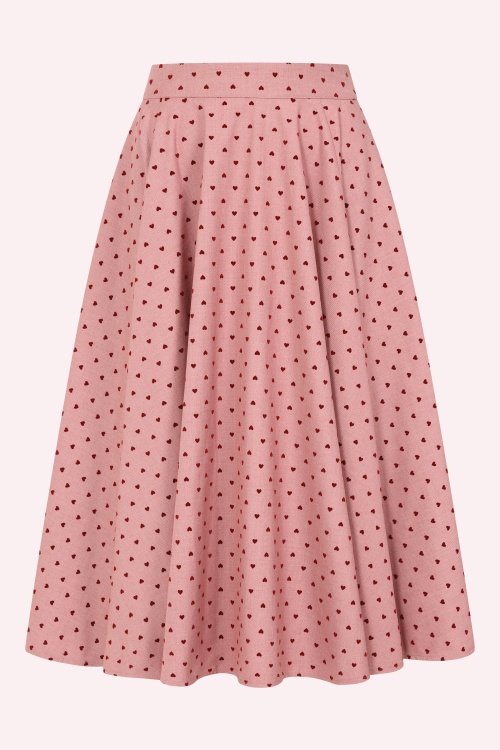 Banned Retro - Tia Heart midi swing rok in roze