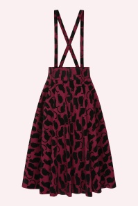 Banned Retro - Cecilia Cattitude Suspender Swing Skirt in Deep Red and Black 2