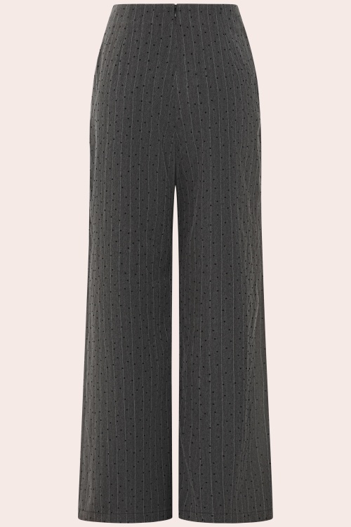 Banned Retro - Pantalon à pois et rayures Penny en gris 2