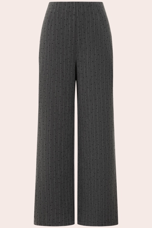 Banned Retro - Pantalon à pois et rayures Penny en gris
