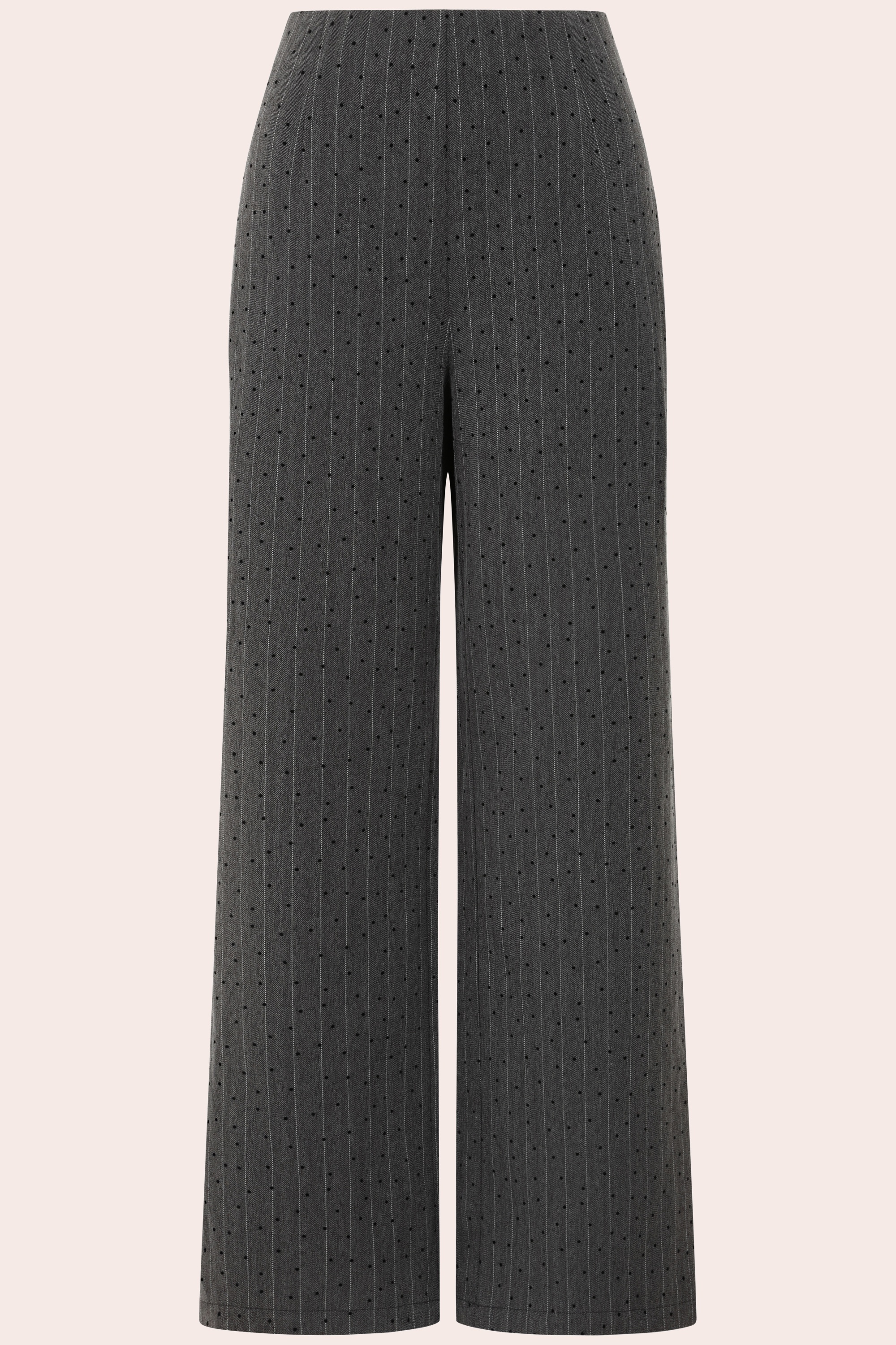 Banned Retro - Penny Polka Gestreifte Hose in Grau