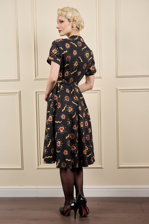 Banned Retro - Bella True Love Cotton Swing Dress in Black 4