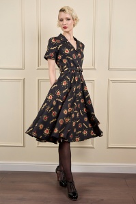 Banned Retro - Bella True Love Cotton Swing Dress in Black
