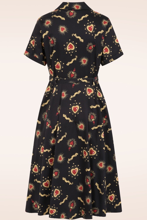 Banned Retro - Bella True Love Cotton Swing Dress in Black 3