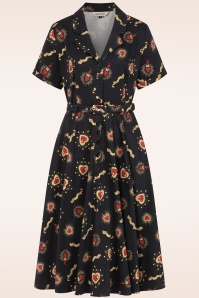 Banned Retro - Bella True Love Cotton Swing Dress in Black 2