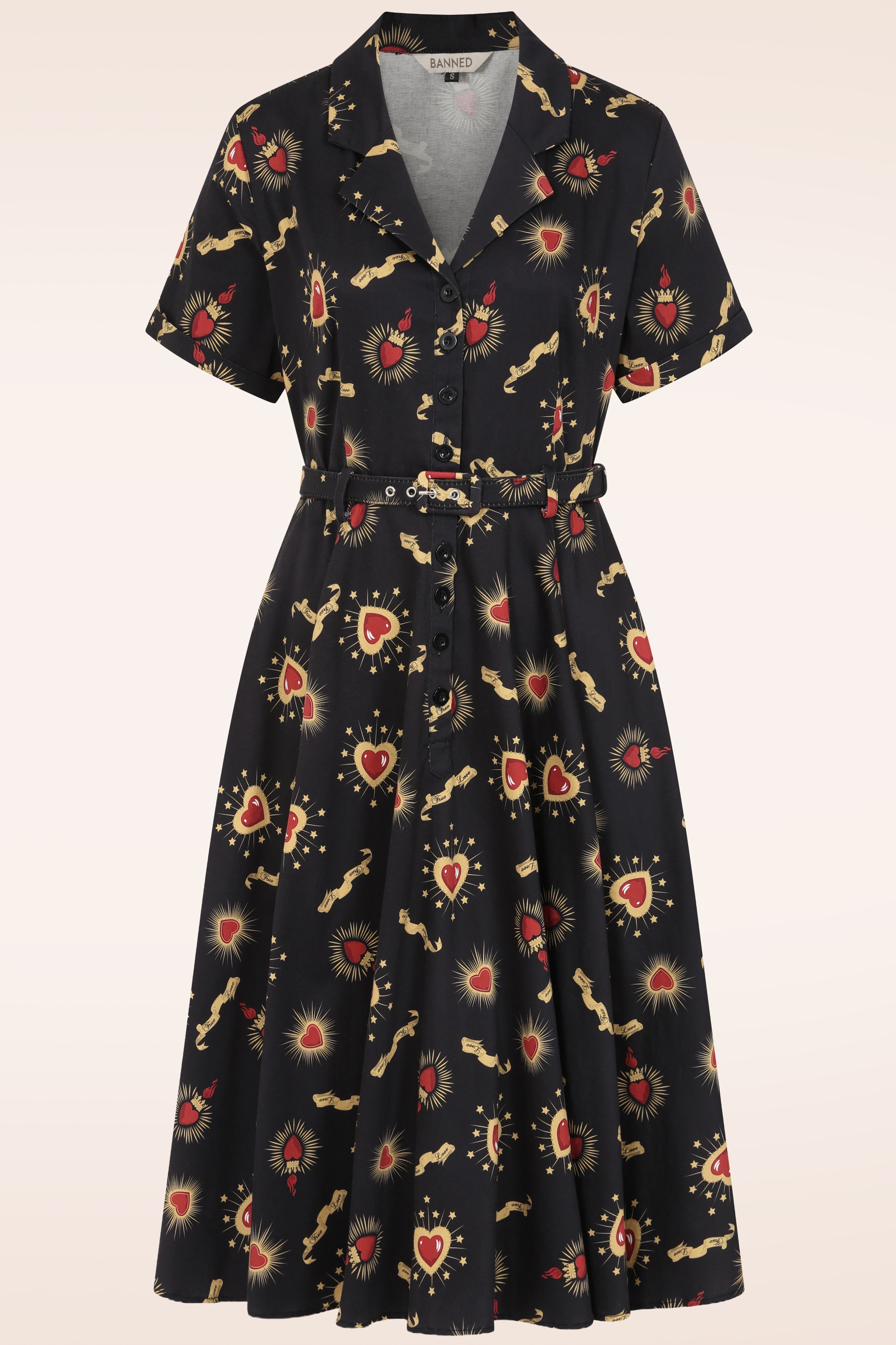 Banned Retro - Bella True Love Cotton Swing Dress in Black 2