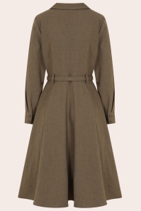Banned Retro - Marigold Fit and Flare midi jurk in bruin 2