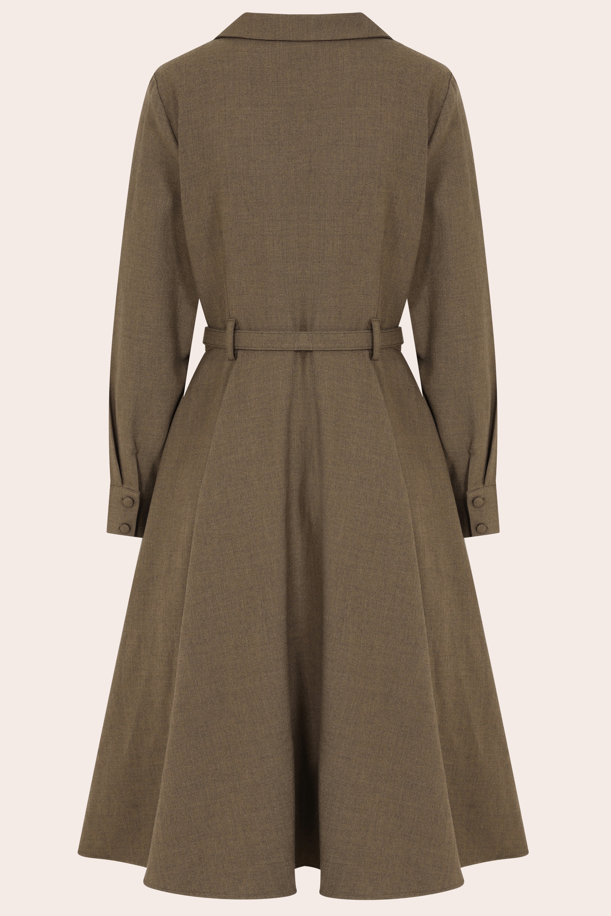 Banned Retro - Marigold Fit and Flare midi jurk in bruin 2