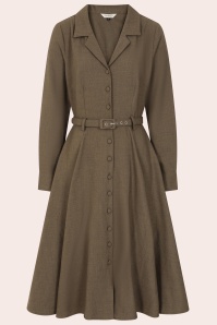Banned Retro - Marigold Fit and Flare midi jurk in bruin