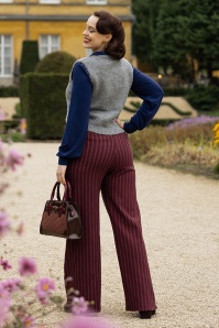 Vintage Chic for Topvintage - Topvintage exclusive ~ Bonnie Striped Trousers in Burgundy 2