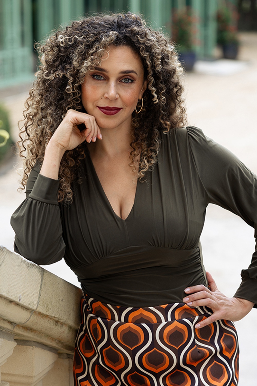 Vintage Chic for Topvintage - Topvintage exclusive ~ Abigail Long Sleeve Top in Khaki Green